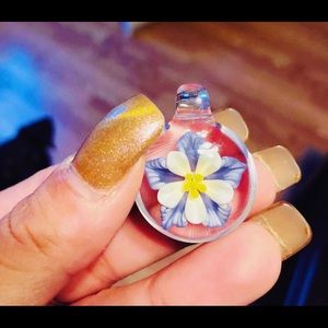 Columbine Flower Glass Pendant